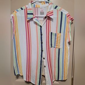No Boundaries Multi-Colored Striped Button-up Shirt